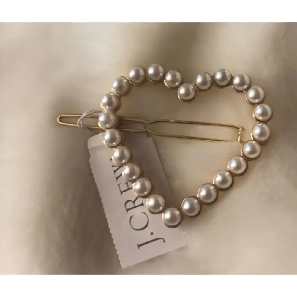 J. Crew Embellished pearl heart barrette ~ New With Tags